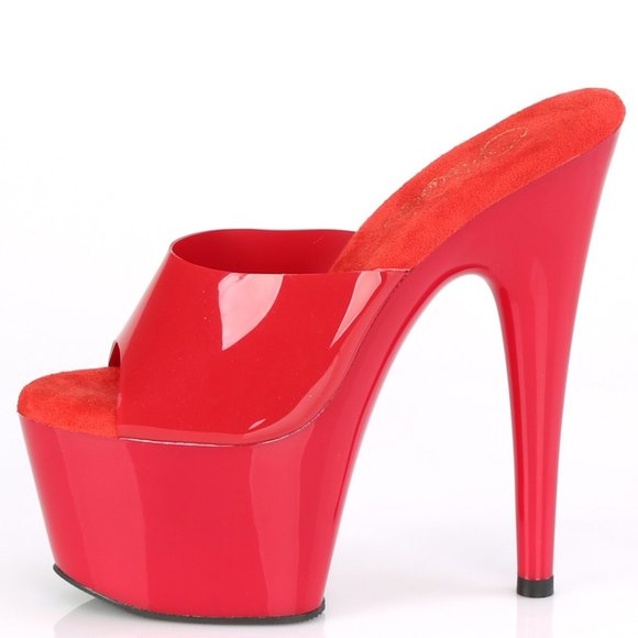 Vibrant Red Platform Mules | Striking High Heel Slides for Bold Style - Picture 1 of 4